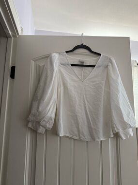 a new day White V-Neck Puff Sleeve Blouse